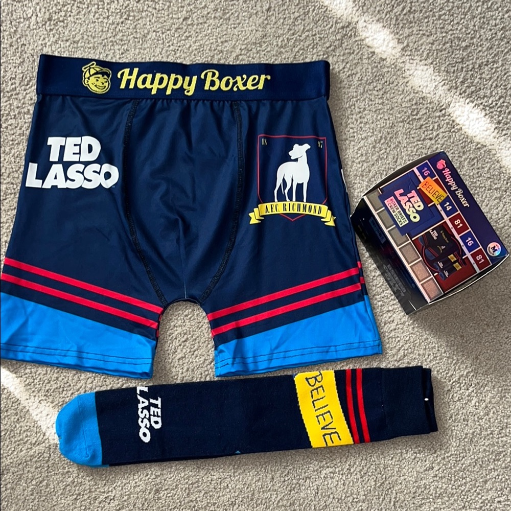 Ted Lasso Warner Bros Blue and Yellow Boxer Briefs and Socks Set